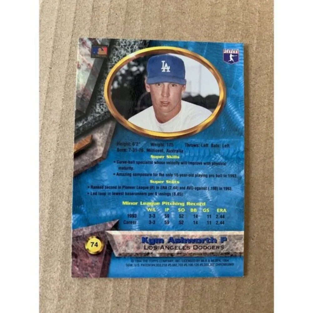1994 Bowman’s Best Refractor 74 Blue Kym Ashworth RC Rookie Dodgers